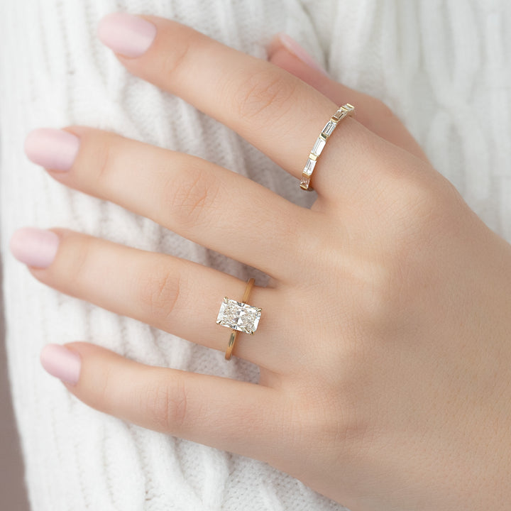 The Lacole Set With Radiant Solitaire Moissanite#material_14k-gold