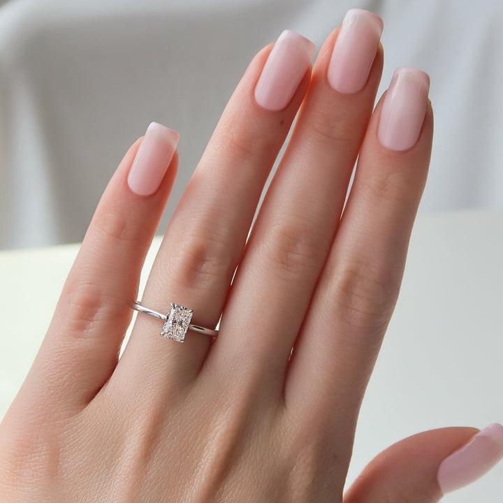 The Lacole Radiant Lab Diamond Moissanite Engagement Ring *Shown with 1 ct #material_white