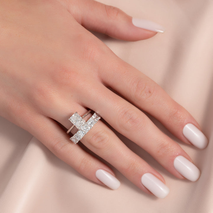 The Lacole Radiant Lab Diamond Moissanite Engagement Ring *Shown with 2 ct #material_white