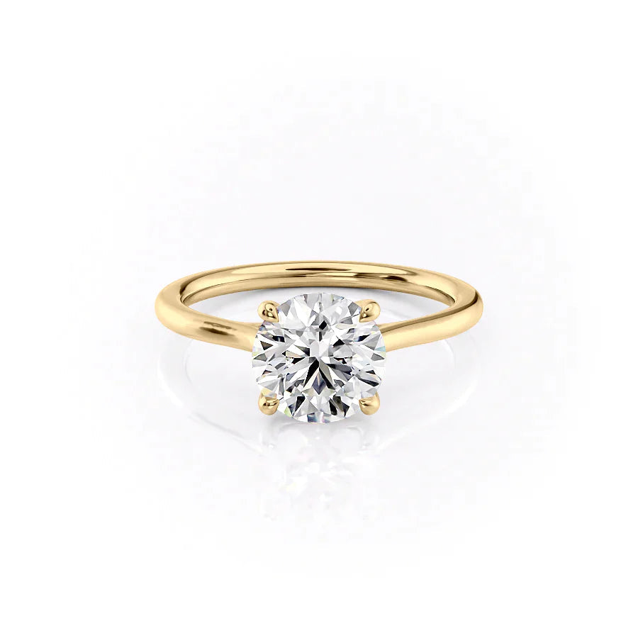 The Lacole Set With Round Solitaire Lab Diamond 1 Carat 14K Gold#material_14k-gold