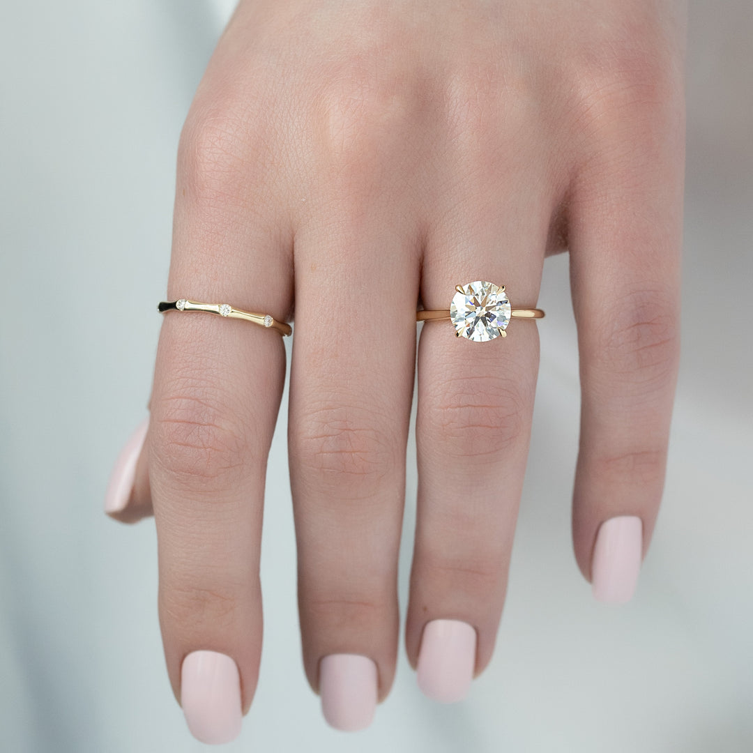 The Lacole Set With Round Solitaire Lab Diamond 1 Carat 14K Gold#material_14k-gold