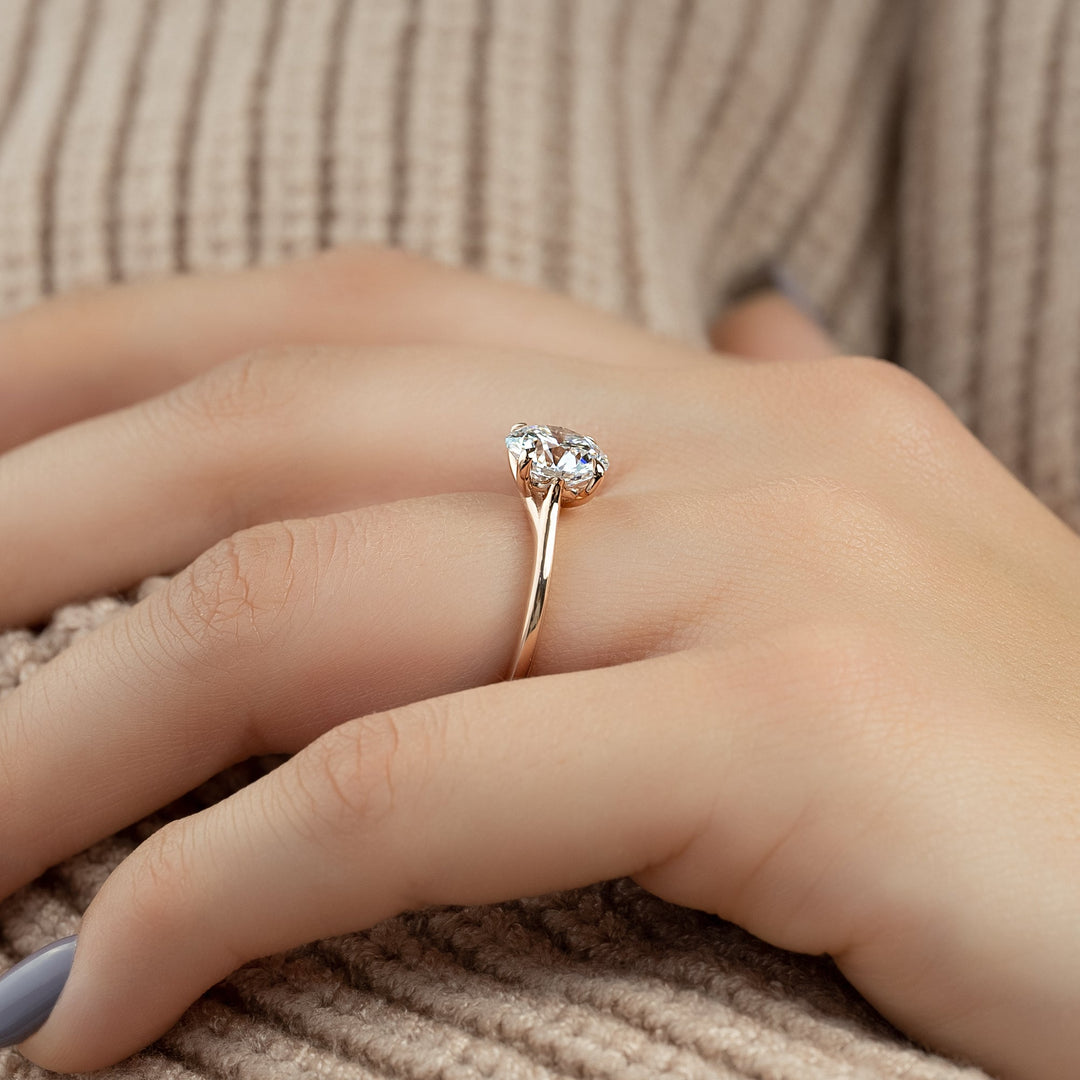 The Lacole Set With Round Solitaire Moissanite#material_14k-rose