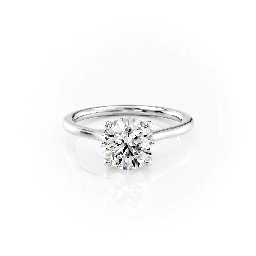 The Lacole Set With Round Solitaire Lab Diamond 1 Carat 14K White#material_14k-white