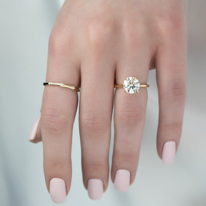 The Lacole Round Lab Diamond Moissanite Engagement Ring *Shown with 3 ct #material_gold