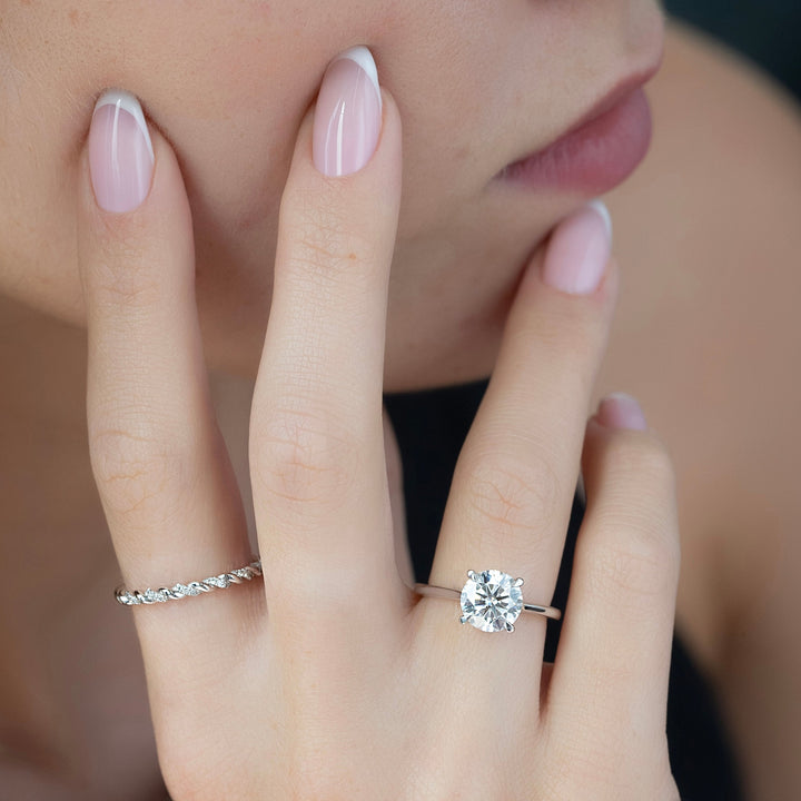 The Lacole Round Lab Diamond Moissanite Engagement Ring *Shown with 1 ct #material_white