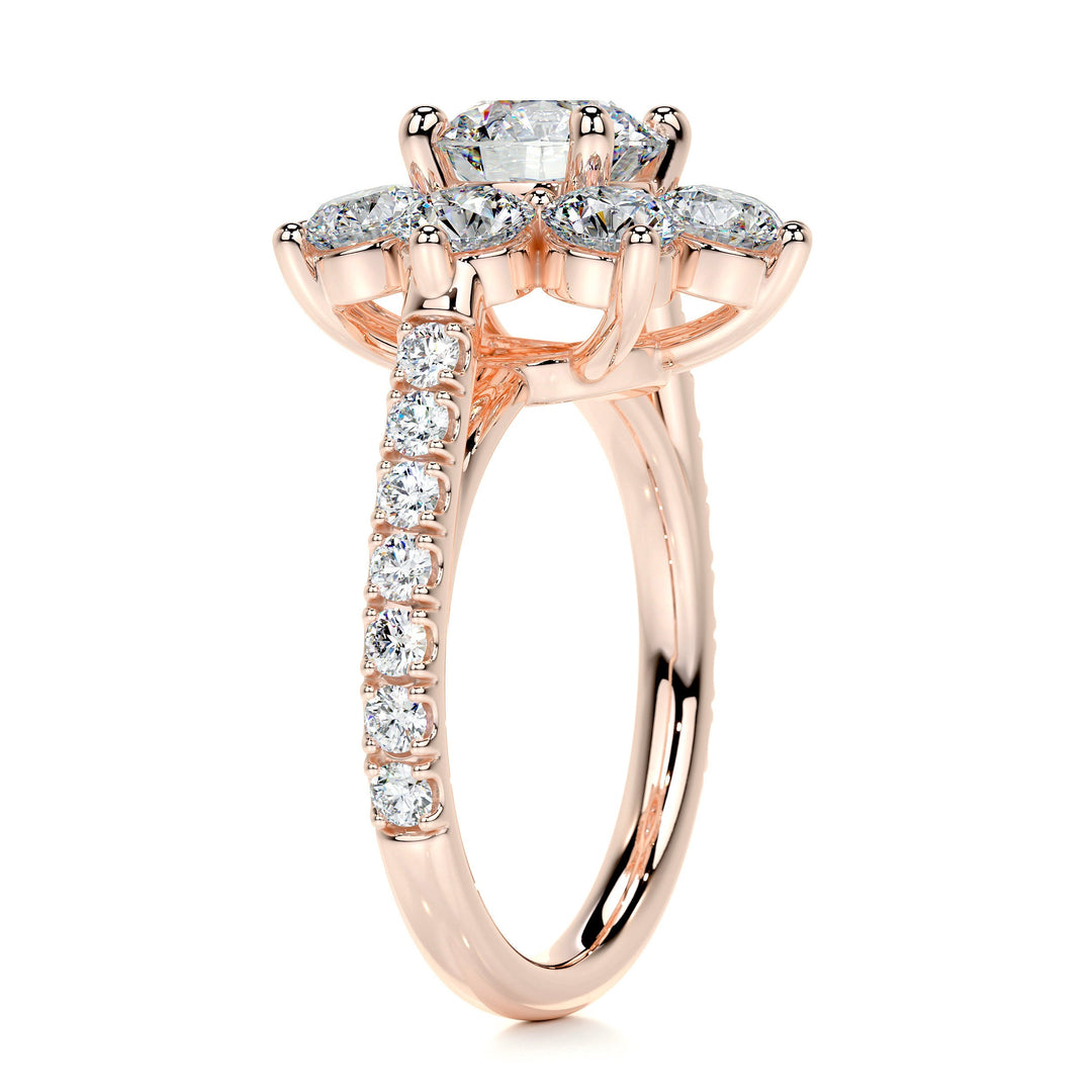 The Lainey Moissanite & Diamonds Ring Moissanite 14K Rose 2 Carat Round#material_14k-rose