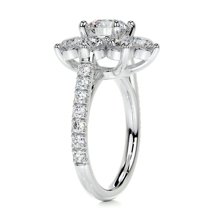 The Lainey Moissanite & Diamonds Ring Moissanite 14K White 2 Carat Round#material_14k-white