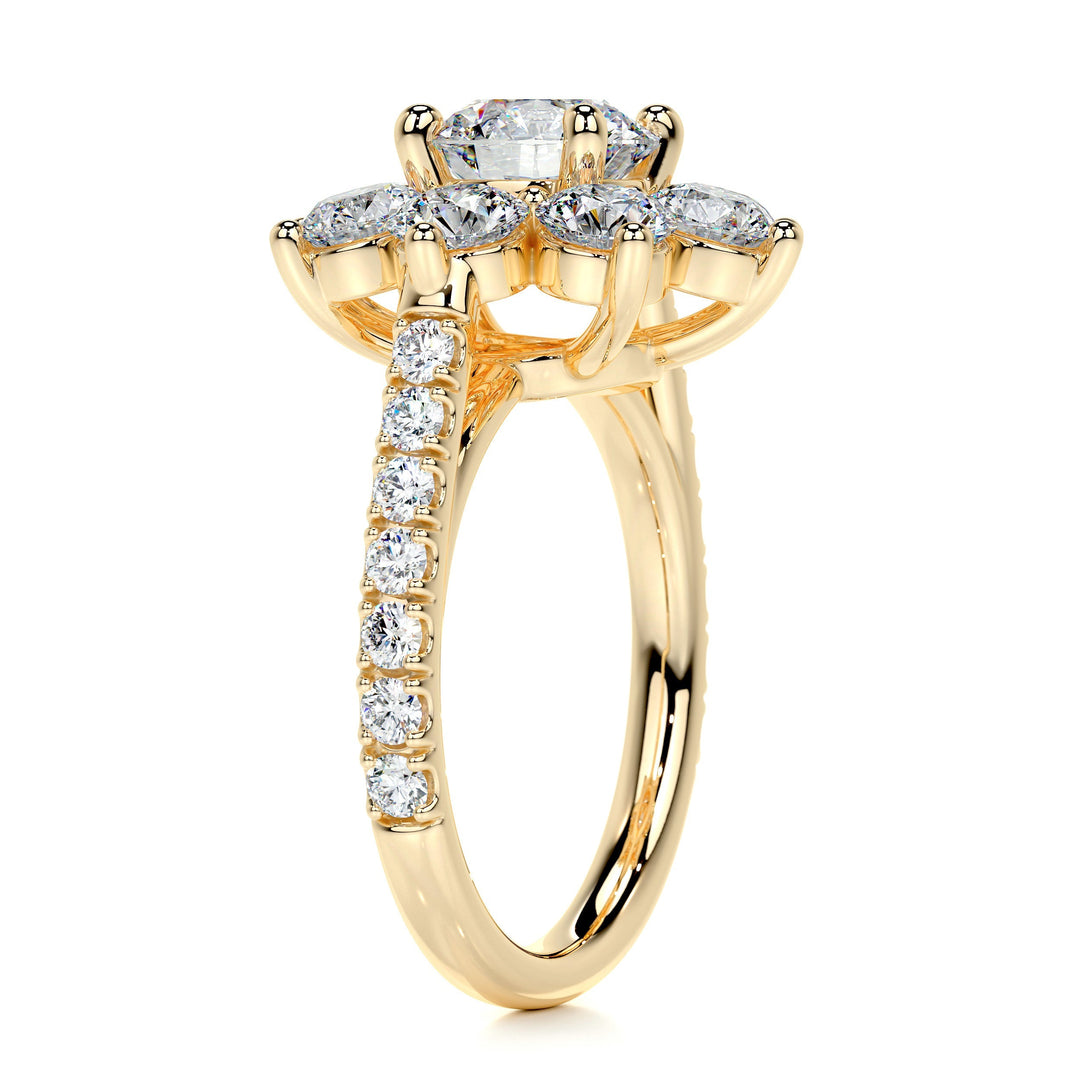 The Lainey Moissanite & Diamonds Ring Moissanite 18K Gold 2 Carat Round#material_18k-gold