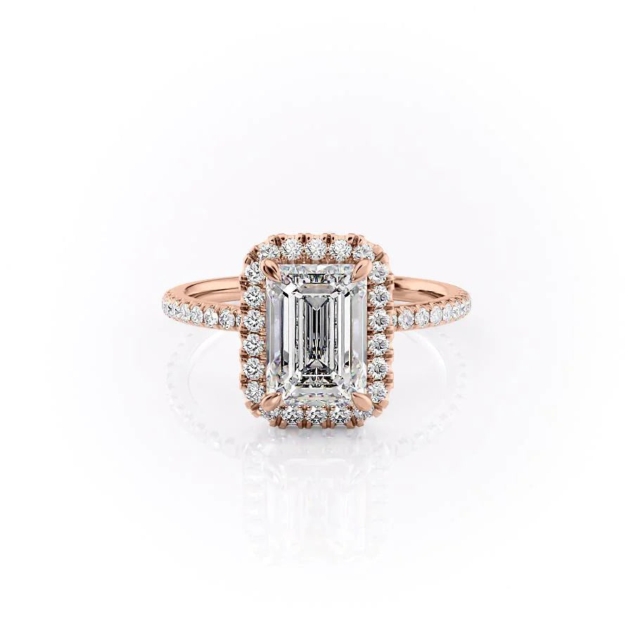 The Lana Set With Emerald Pave Lab Diamond 1 Carat 14K Rose#material_14k-rose