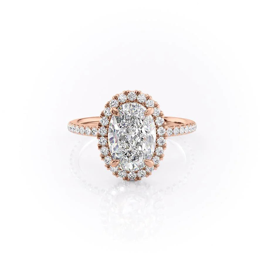 The Lana Set With Oval Pave Moissanite#material_14k-rose