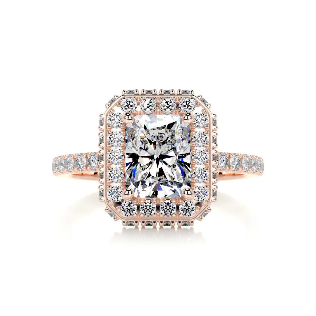 The Landon Moissanite & Diamonds Ring Moissanite 14K Rose 1 Carat Round#material_14k-rose