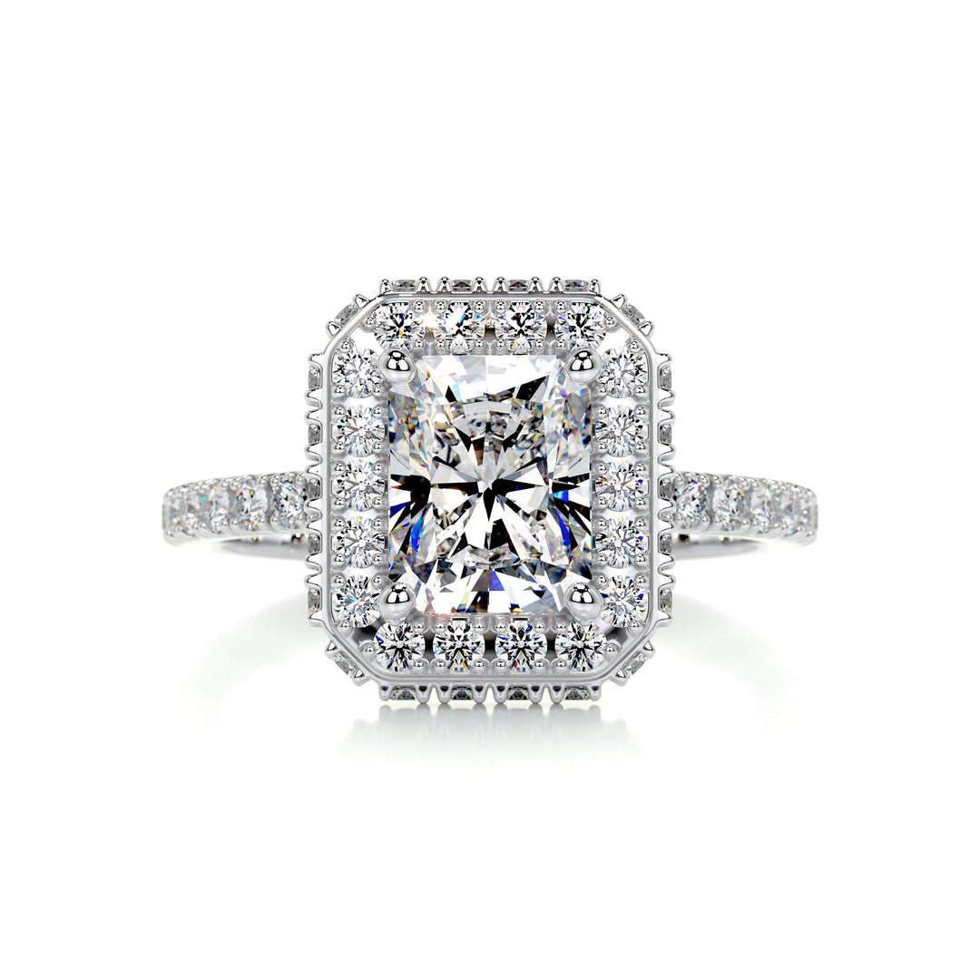 The Landon Moissanite & Diamonds Ring Moissanite 14K White 1 Carat Round#material_14k-white