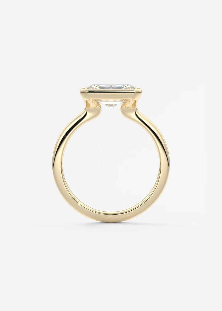 The Laurier Horizon East West Cut Bezel Set Engagement Ring#material_gold