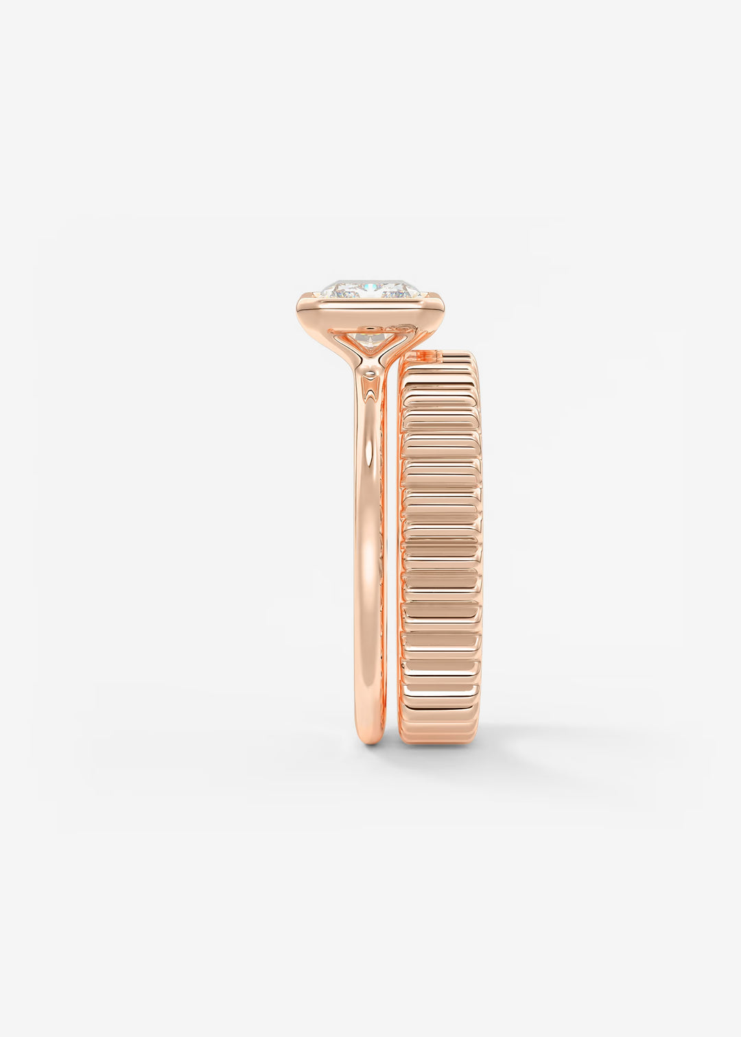 The Laurier Horizon East West Cut Bezel Set Engagement Ring#material_rose