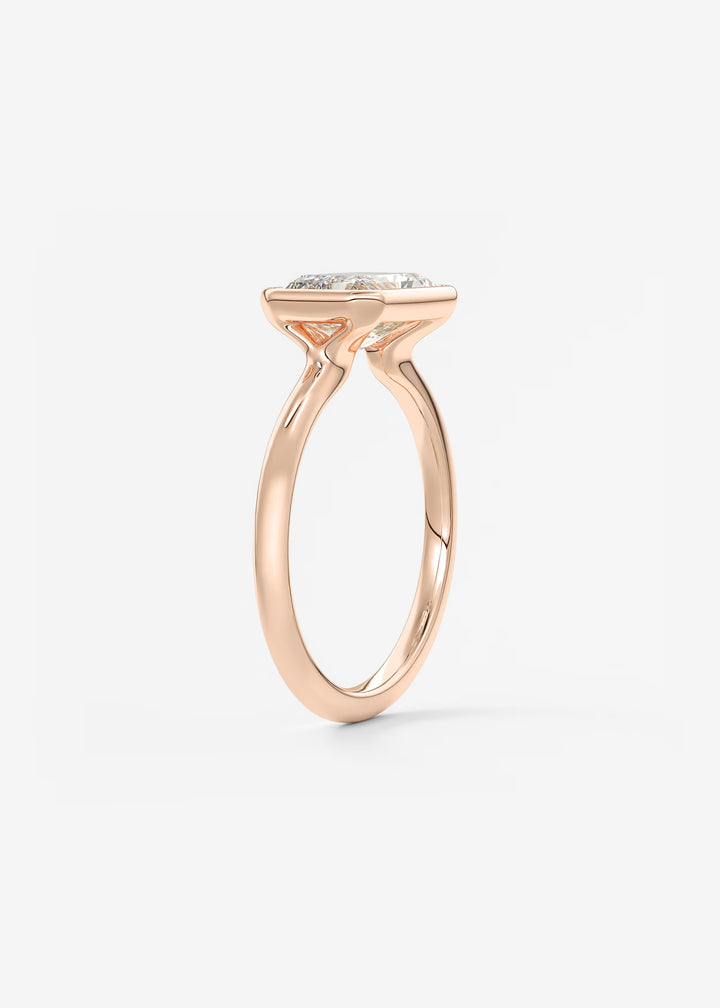 The Laurier Horizon East West Cut Bezel Set Engagement Ring#material_rose