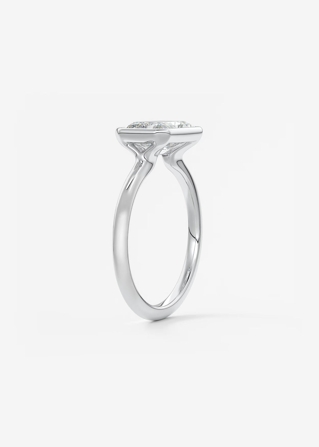 The Laurier Horizon East West Cut Bezel Set Engagement Ring#material_white