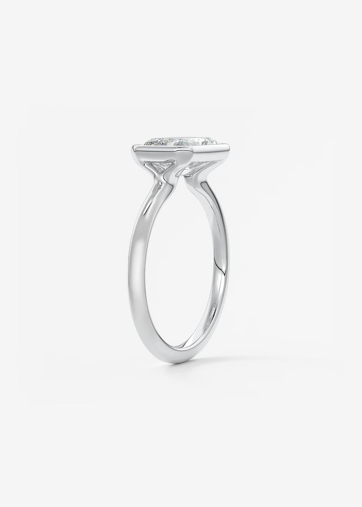 The Laurier Horizon East West Cut Bezel Set Engagement Ring#material_white