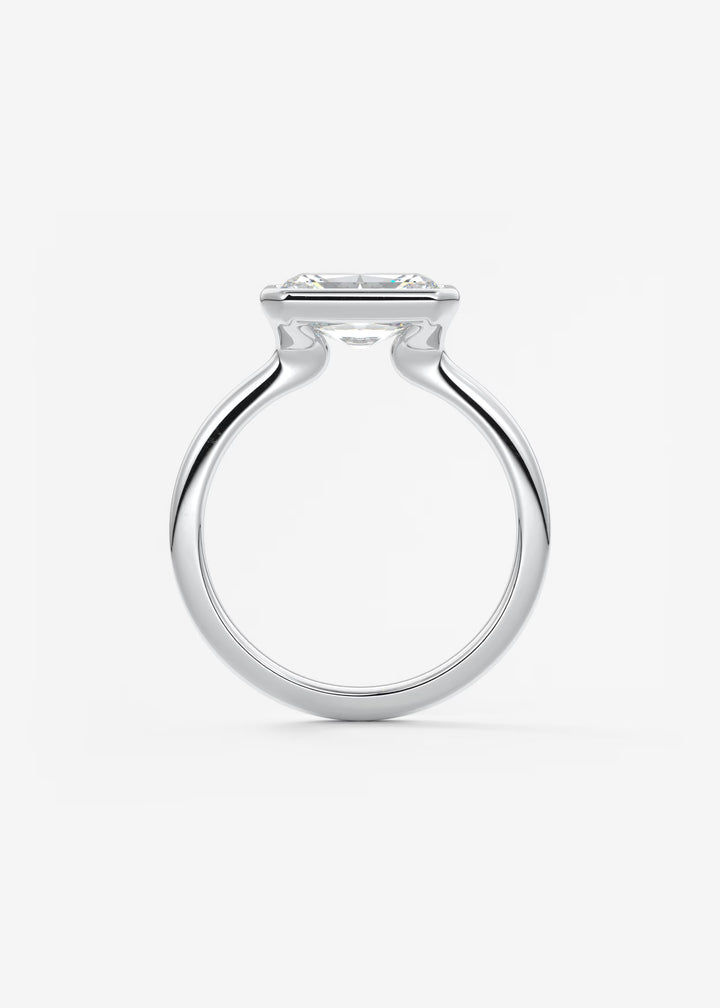 The Laurier Horizon East West Cut Bezel Set Engagement Ring#material_white