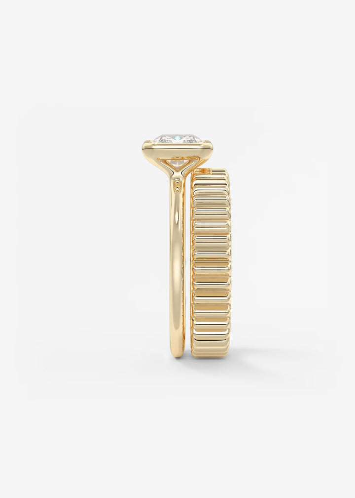 The Laurier Horizon East West Cut Bezel Set Engagement Ring#material_gold