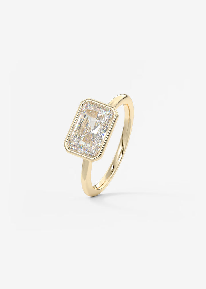 The Laurier Horizon East West Cut Bezel Set Engagement Ring#material_gold
