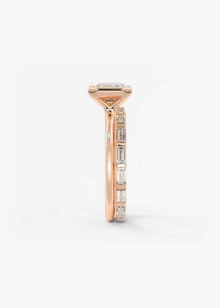 The Laurier Horizon East West Cut Bezel Set Engagement Ring#material_rose