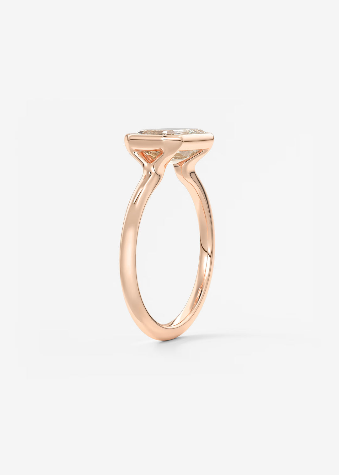 The Laurier Horizon East West Cut Bezel Set Engagement Ring#material_rose