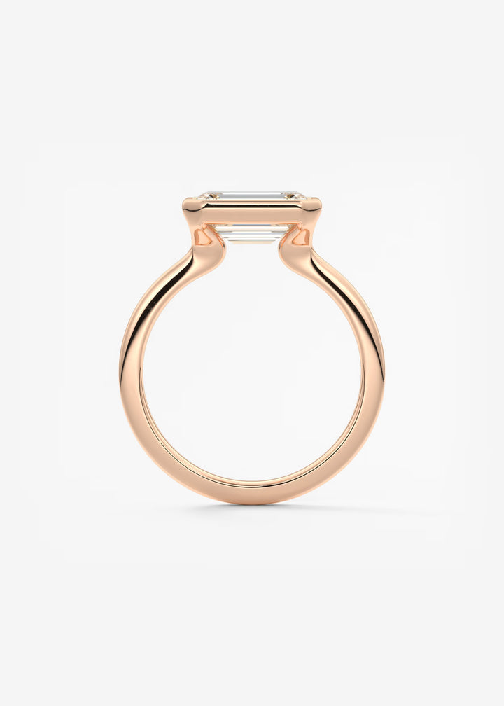 The Laurier Horizon East West Cut Bezel Set Engagement Ring#material_rose
