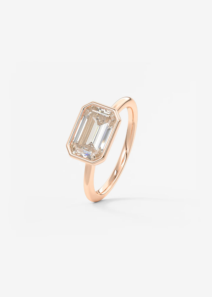 The Laurier Horizon East West Cut Bezel Set Engagement Ring#material_rose
