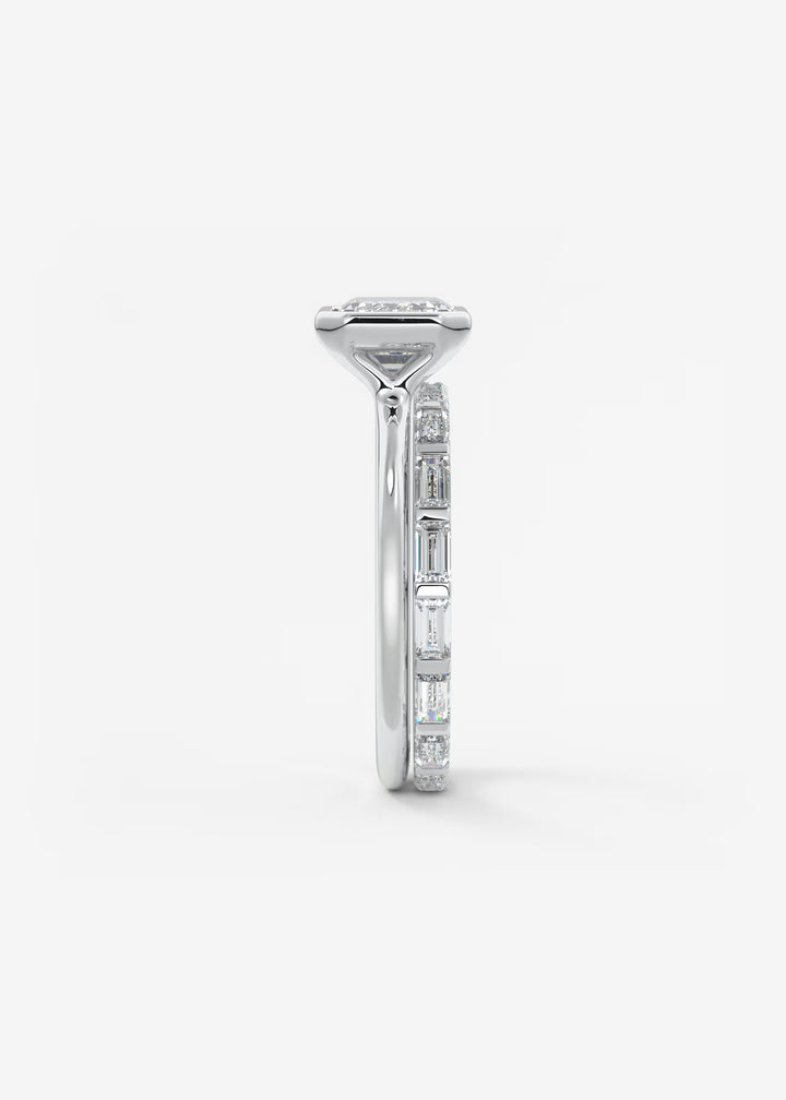 The Laurier Horizon East West Cut Bezel Set Engagement Ring#material_white