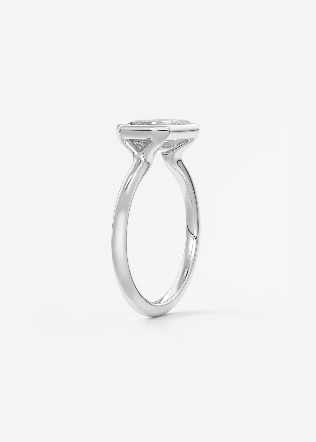The Laurier Horizon East West Cut Bezel Set Engagement Ring#material_white