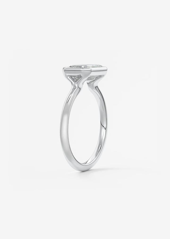 The Laurier Horizon East West Cut Bezel Set Engagement Ring#material_white