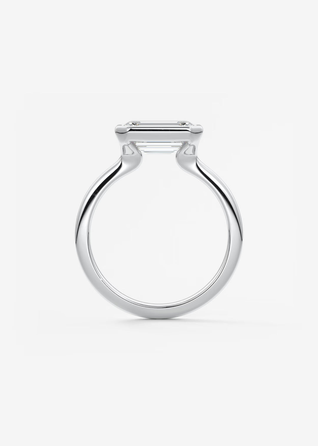 The Laurier Horizon East West Cut Bezel Set Engagement Ring#material_white
