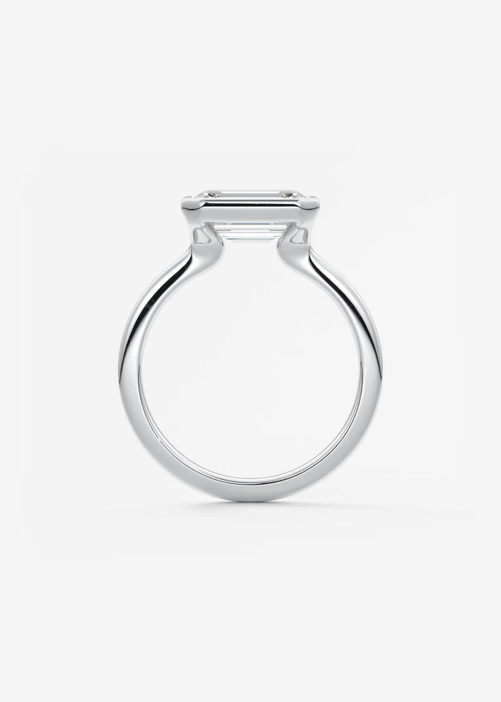 The Laurier Horizon East West Cut Bezel Set Engagement Ring#material_white