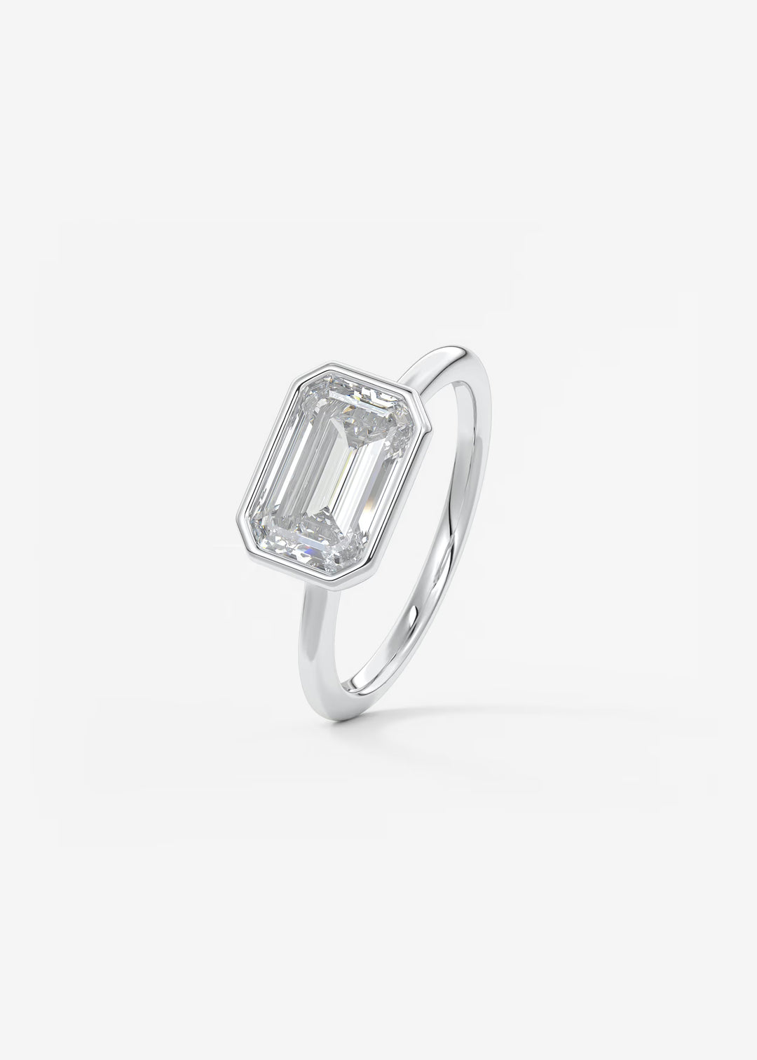 The Laurier Horizon East West Cut Bezel Set Engagement Ring#material_white
