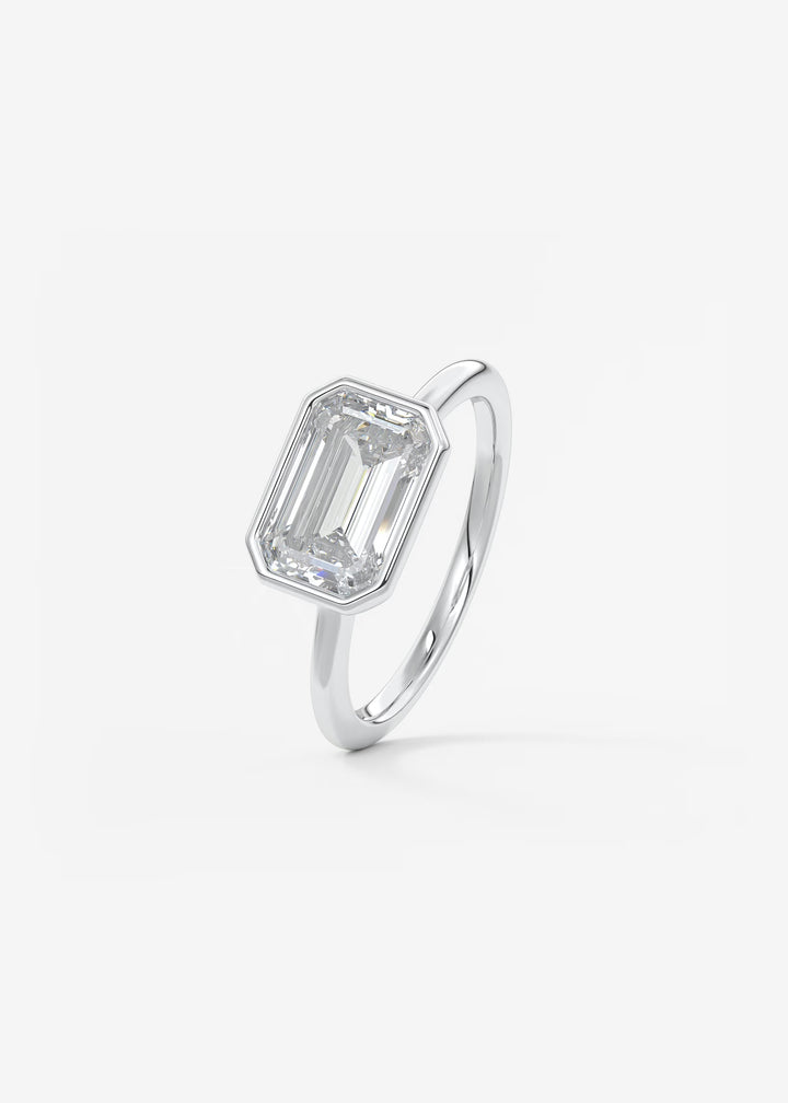 The Laurier Horizon East West Cut Bezel Set Engagement Ring#material_white