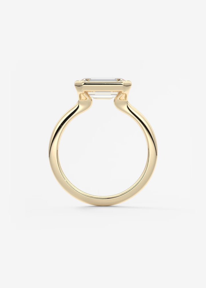 The Laurier Horizon East West Cut Bezel Set Engagement Ring#material_gold