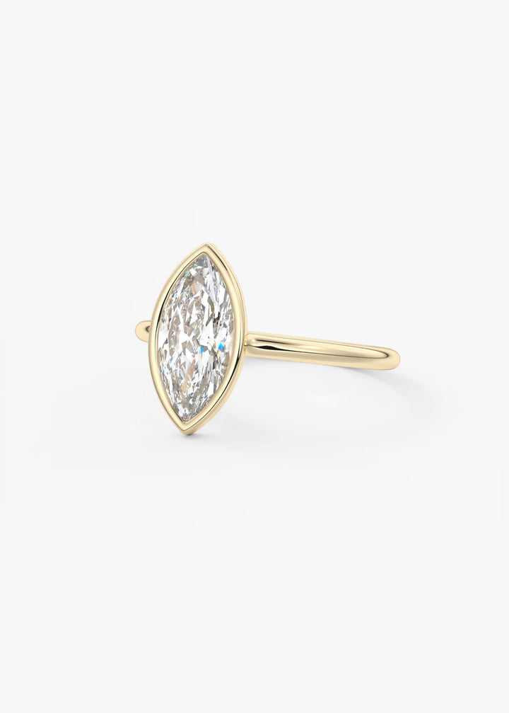 The Laurier Low Profile Marquise Cut Bezel Set Engagement Ring#material_gold