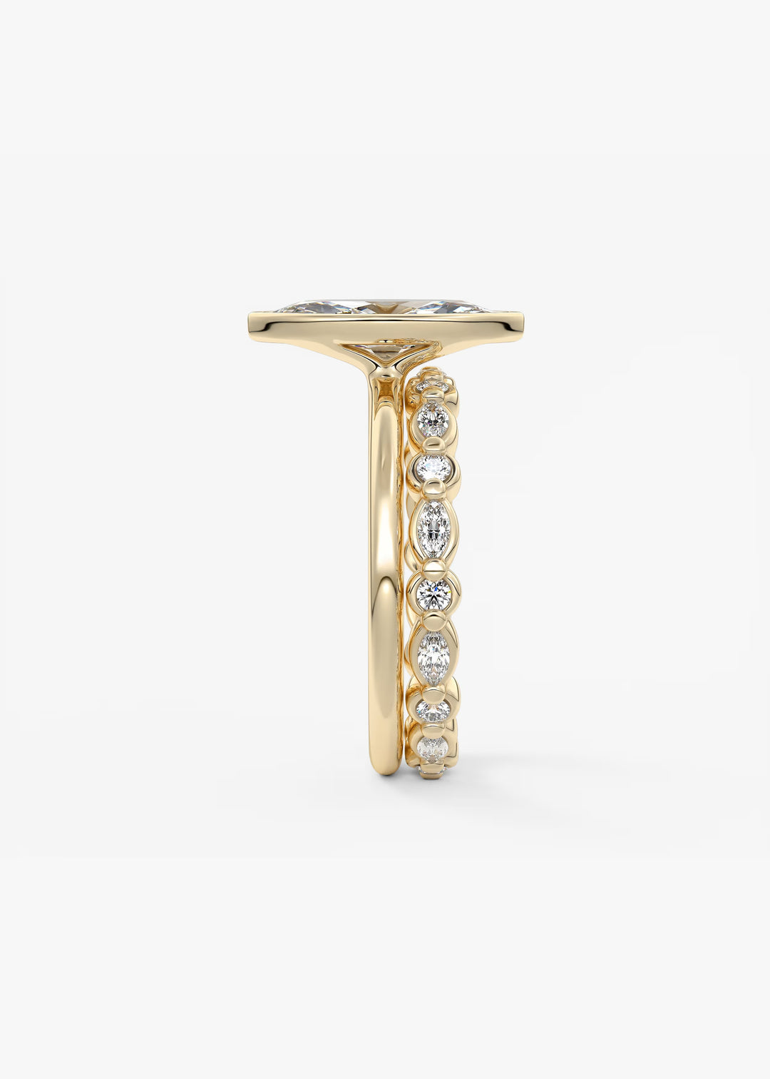 The Laurier Low Profile Marquise Cut Bezel Set Engagement Ring#material_gold