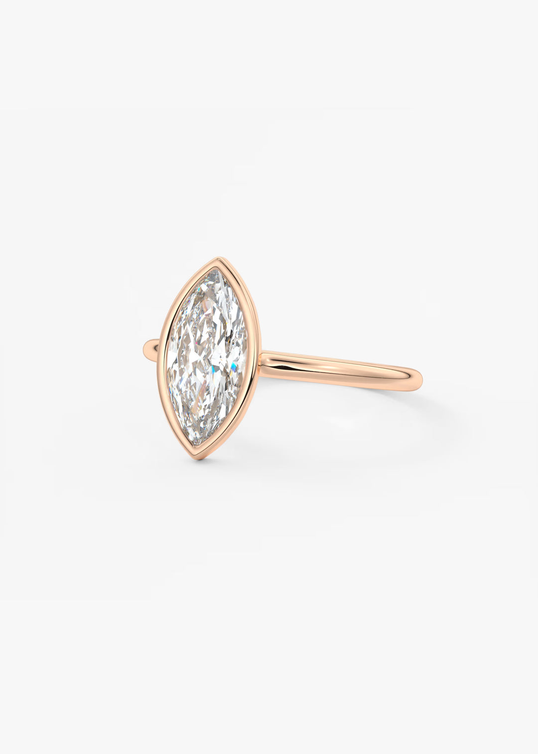 The Laurier Low Profile Marquise Cut Bezel Set Engagement Ring#material_rose
