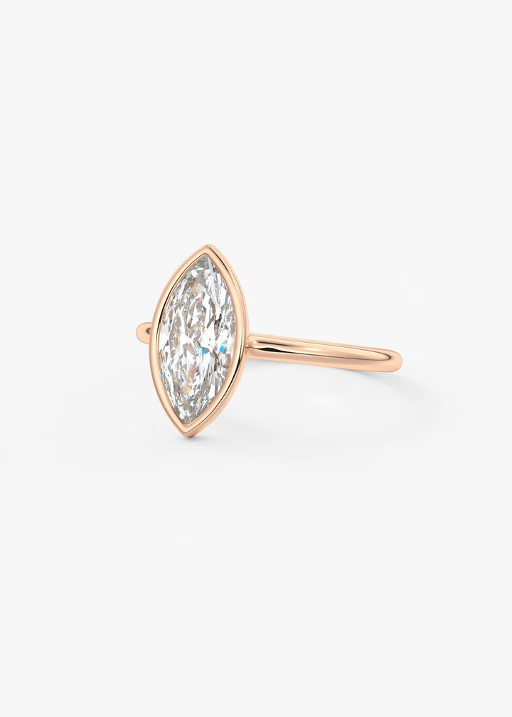 The Laurier Low Profile Marquise Cut Bezel Set Engagement Ring#material_rose