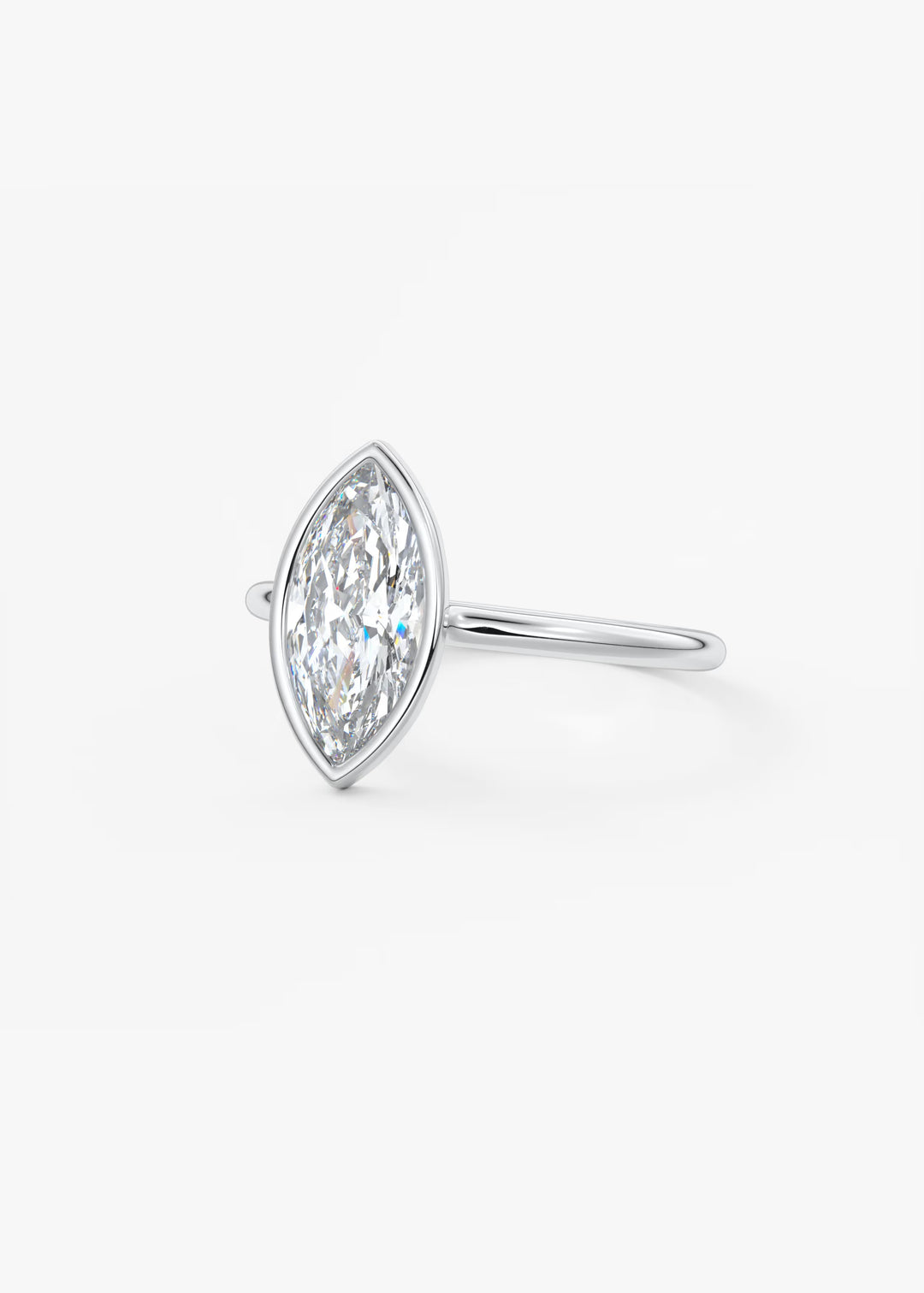 The Laurier Low Profile Marquise Cut Bezel Set Engagement Ring#material_white