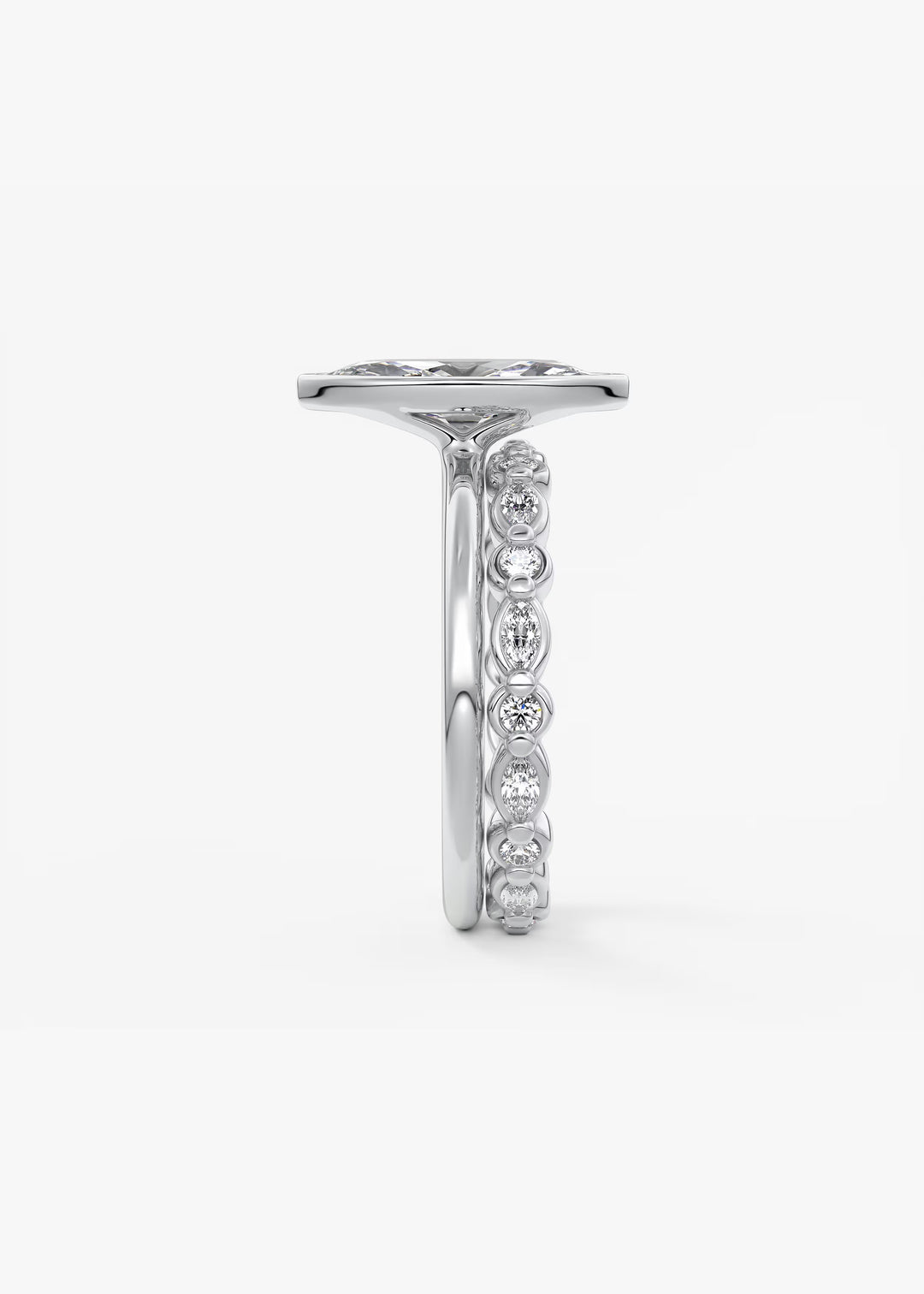 The Laurier Low Profile Marquise Cut Bezel Set Engagement Ring#material_white