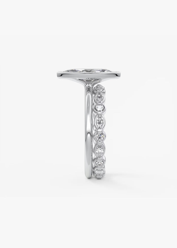 The Laurier Low Profile Marquise Cut Bezel Set Engagement Ring#material_white