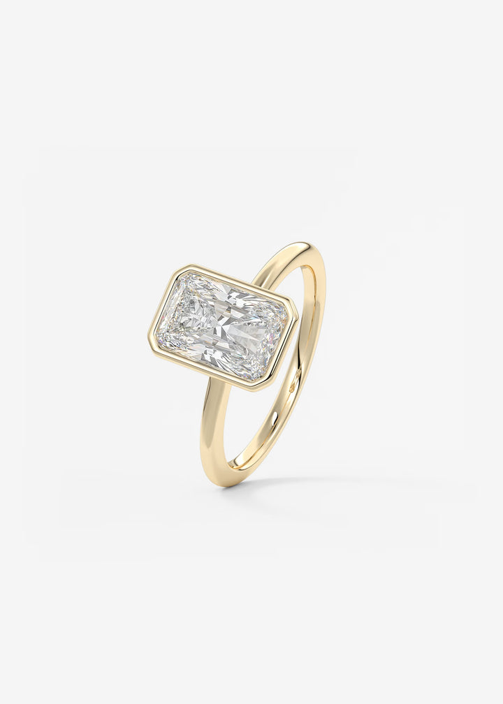 The Laurier Low Profile Radiant Cut Bezel Set Engagement Ring#material_gold