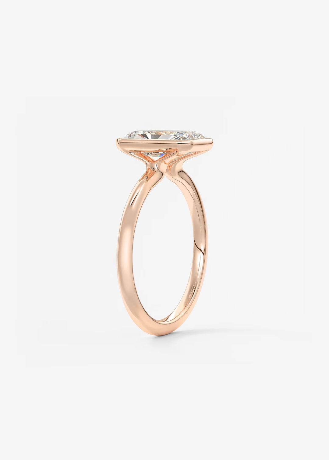 The Laurier Low Profile Radiant Cut Bezel Set Engagement Ring#material_rose