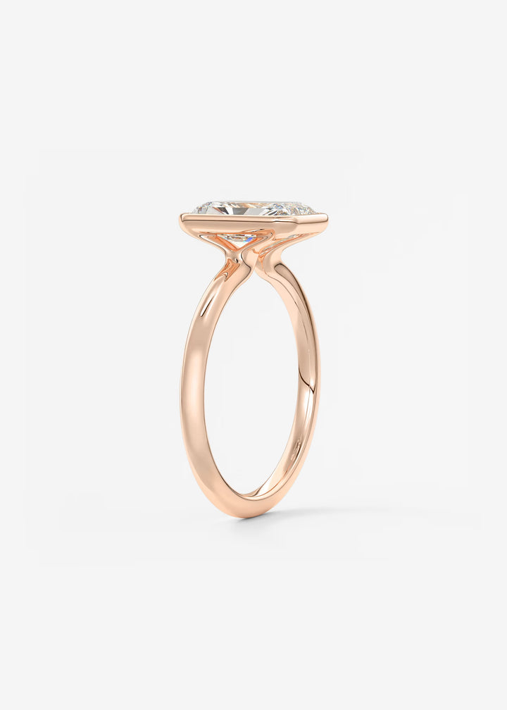 The Laurier Low Profile Radiant Cut Bezel Set Engagement Ring#material_rose