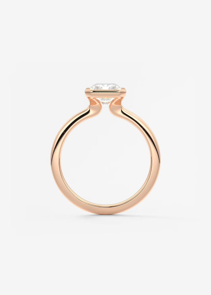 The Laurier Low Profile Radiant Cut Bezel Set Engagement Ring#material_rose