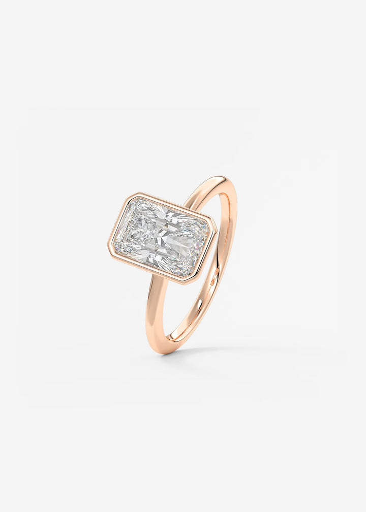 The Laurier Low Profile Radiant Cut Bezel Set Engagement Ring#material_rose