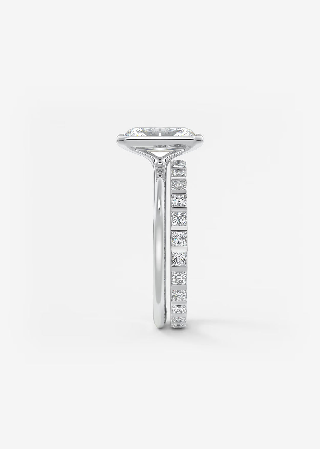 The Laurier Low Profile Radiant Cut Bezel Set Engagement Ring#material_white