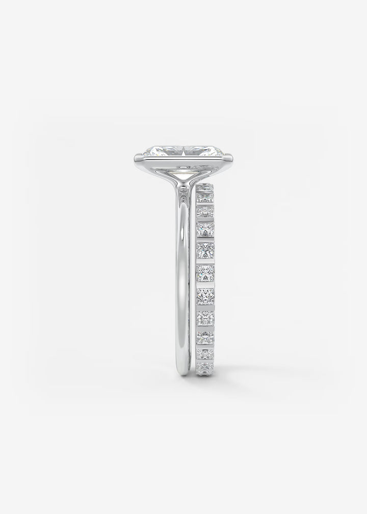 The Laurier Low Profile Radiant Cut Bezel Set Engagement Ring#material_white